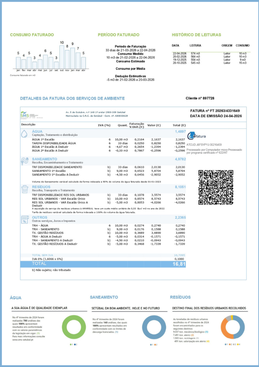 Fatura dos Serviços Municipalizados de Setúbal — página 2